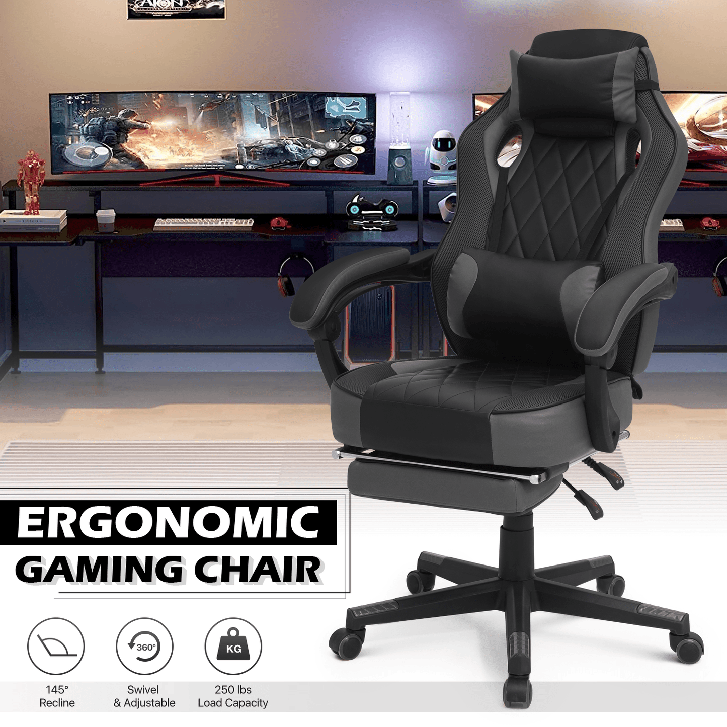 Gaming Chair shown in the Grey option