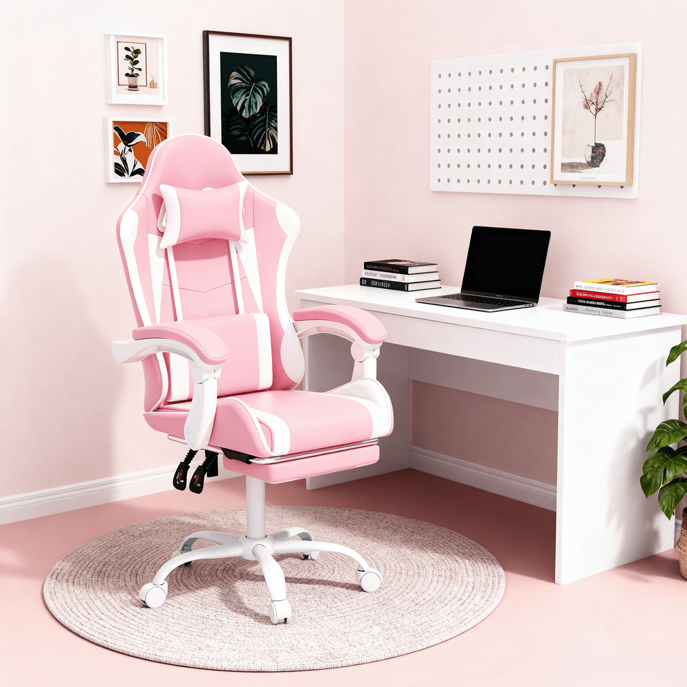 Gaming Chair shown in the Pink option