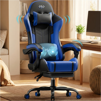 Gaming Chair shown in the 5-wheel gaming chair (1 piece) in black and blue option