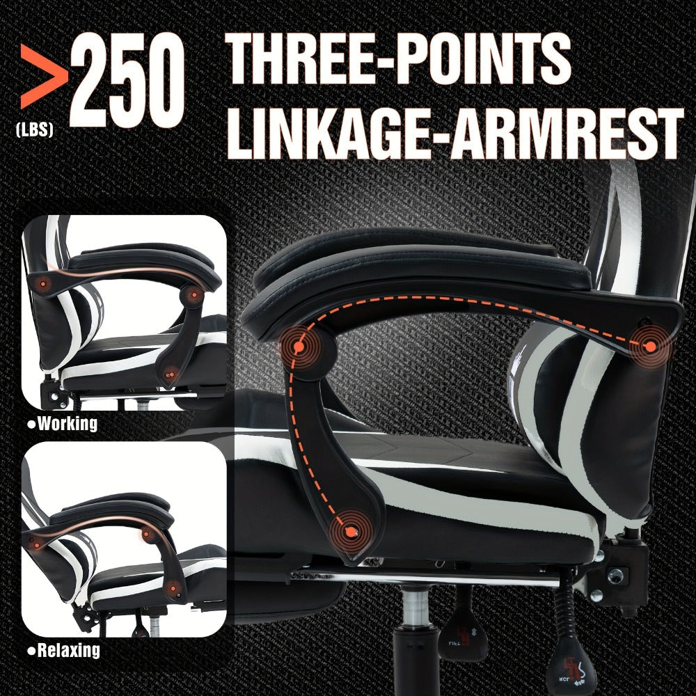 Gaming Chair with Footrest and Lumbar Support for Home Office detail image - detail view 13