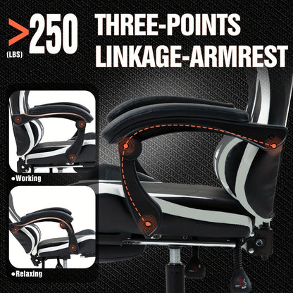 Gaming Chair with Footrest and Lumbar Support for Home Office detail image - detail view 13