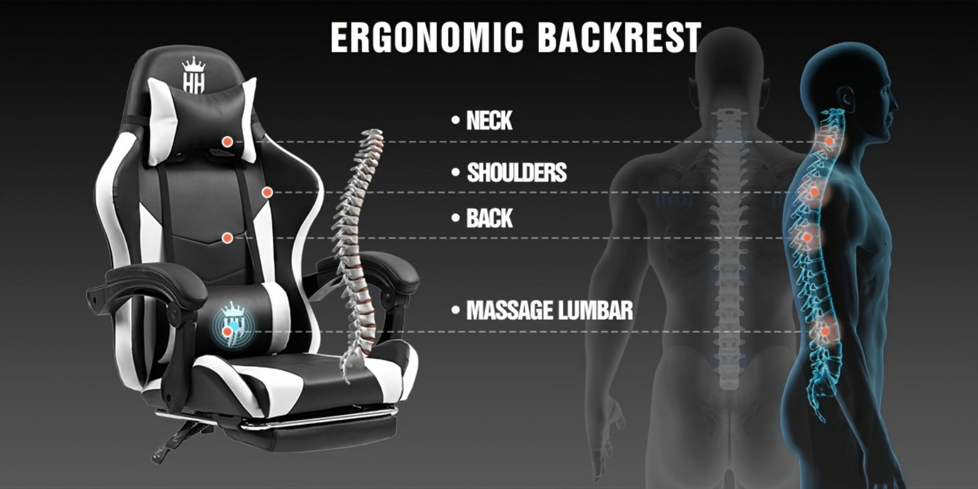 Gaming Chair with Footrest and Lumbar Support for Home Office detail image - detail view 16