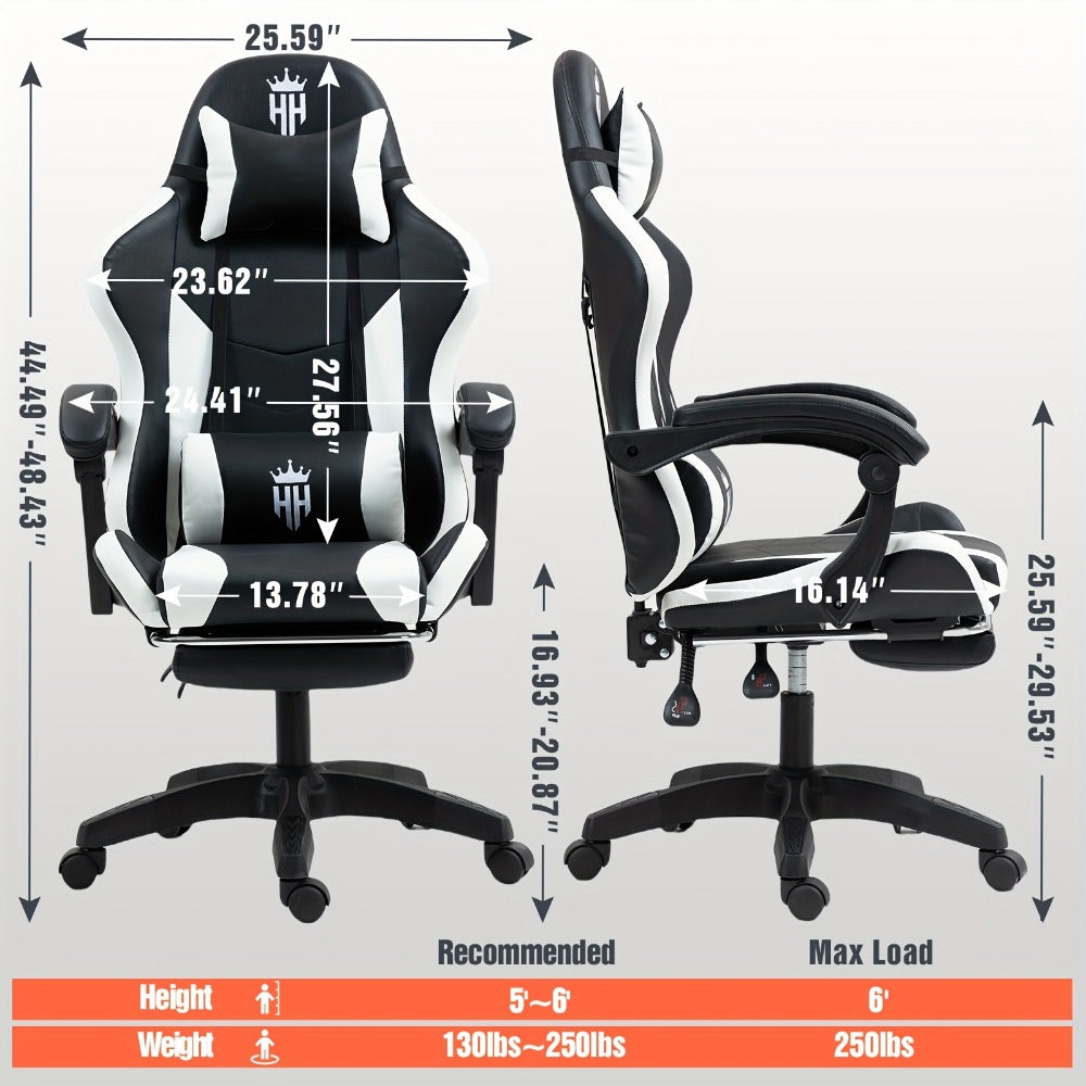 Gaming Chair with Footrest and Lumbar Support for Home Office detail image - detail view 3
