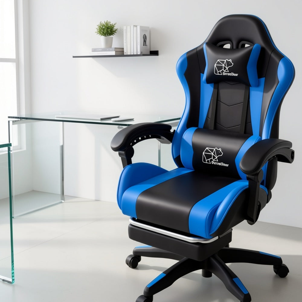 Gaming Chair with High Back and Footrest and Lumbar Support for Home Office detail image - detail view 10