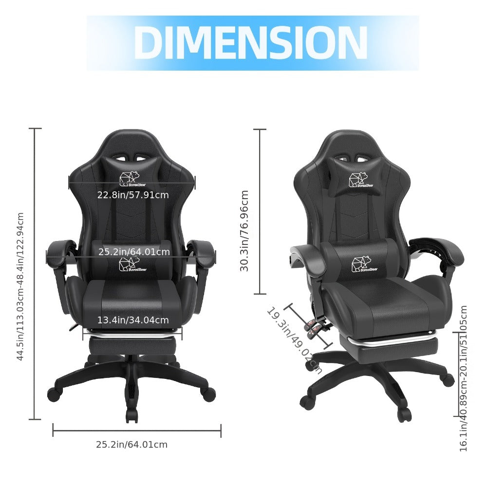Gaming Chair with High Back and Footrest and Lumbar Support for Home Office detail image - detail view 11