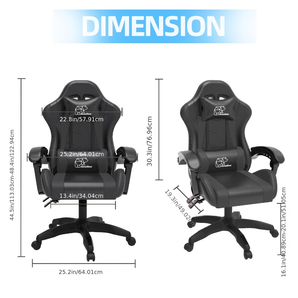 Gaming Chair with High Back and Footrest and Lumbar Support for Home Office detail image - detail view 14
