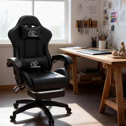 Gaming Chair with High Back and Footrest and Lumbar Support for Home Office detail image - detail view 15