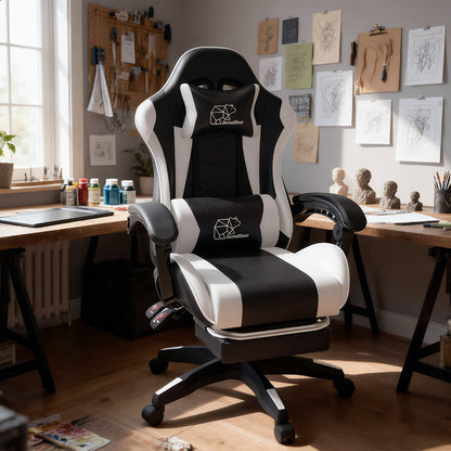 Gaming Chair with High Back and Footrest and Lumbar Support for Home Office detail image - detail view 16
