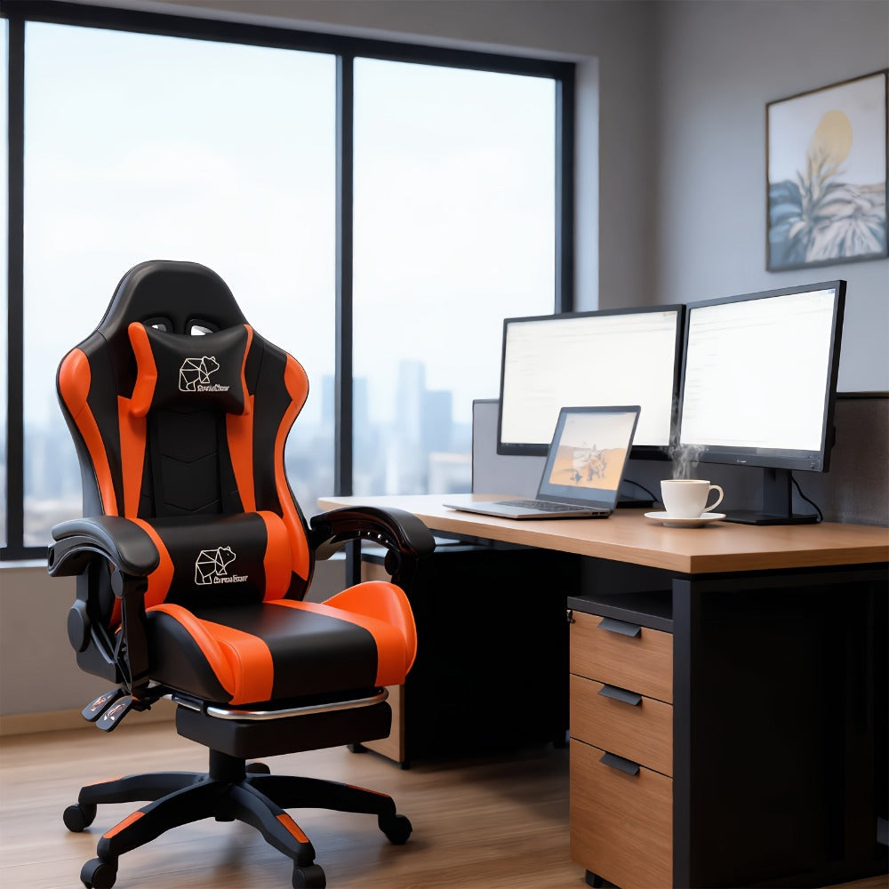 Gaming Chair with High Back and Footrest and Lumbar Support for Home Office detail image - detail view 19