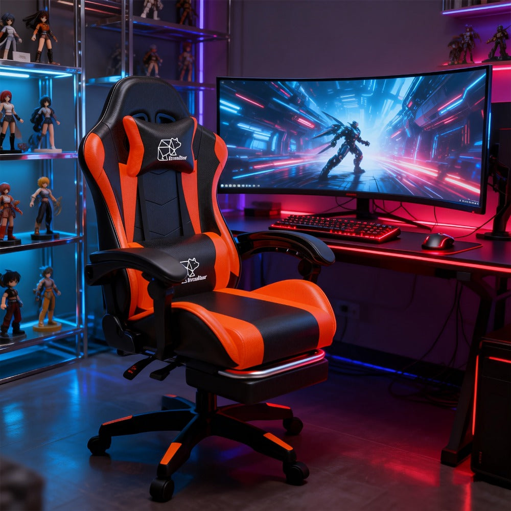 Gaming Chair with High Back and Footrest and Lumbar Support for Home Office detail image - detail view 20