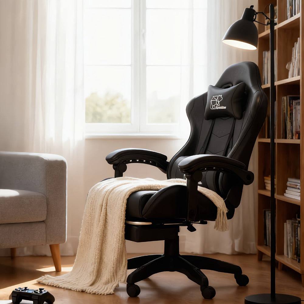 Gaming Chair with High Back and Footrest and Lumbar Support for Home Office detail image - detail view 24