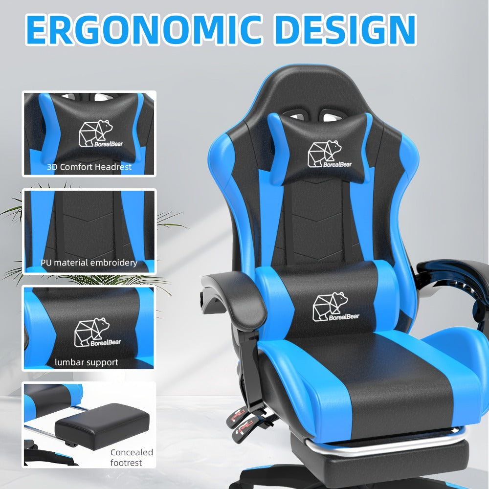 Gaming Chair with High Back and Footrest and Lumbar Support for Home Office detail image - detail view 25