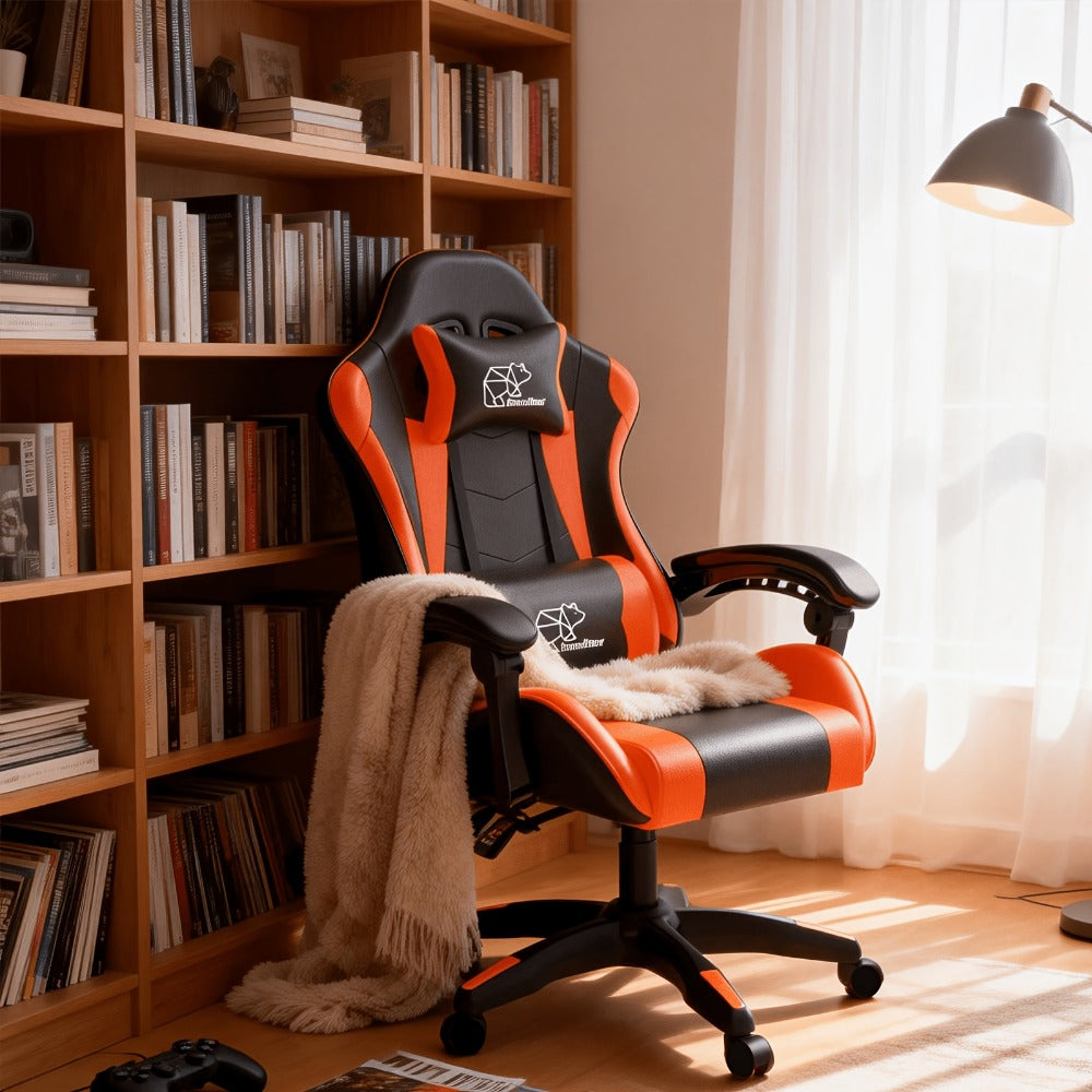 Gaming Chair with High Back and Footrest and Lumbar Support for Home Office detail image - detail view 3