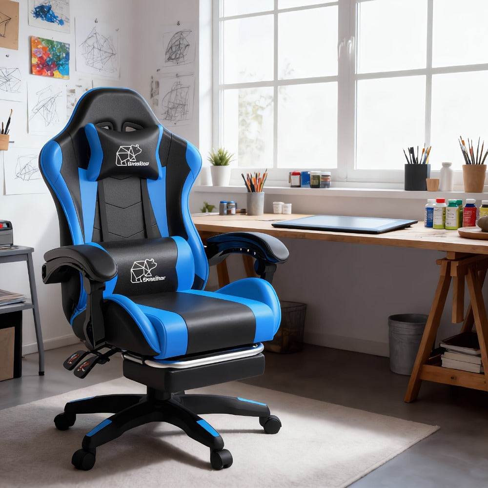 Gaming Chair with High Back and Footrest and Lumbar Support for Home Office detail image - detail view 8