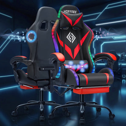 Gaming Chair with Wireless Speakers & RGB LED Lights - Ergonomic High Back Recliner shown in the main product view