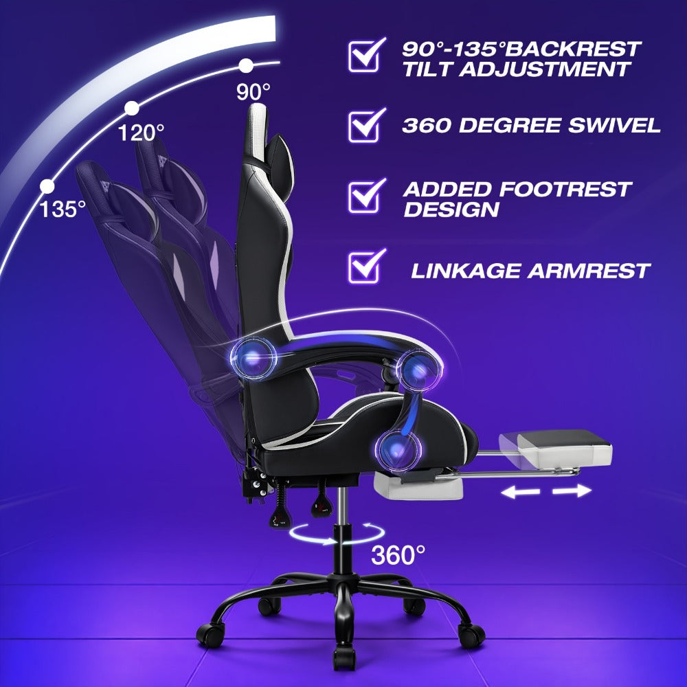 Gaming Chair with LED Lighting, Ergonomic Video Game Chair for Home Office detail image - detail view 13