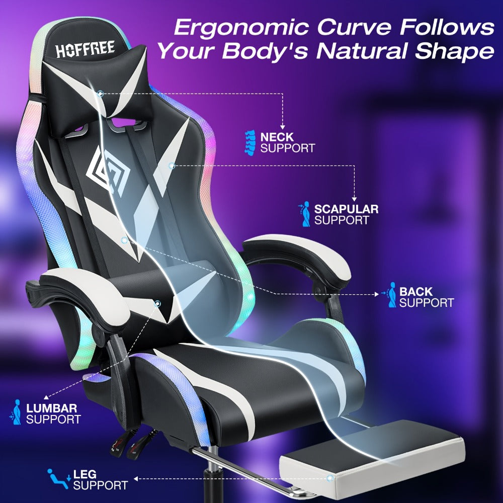 Gaming Chair with LED Lighting, Ergonomic Video Game Chair for Home Office detail image - detail view 14