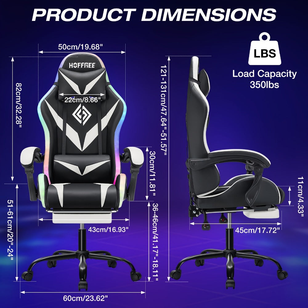 Gaming Chair with LED Lighting, Ergonomic Video Game Chair for Home Office detail image - detail view 4