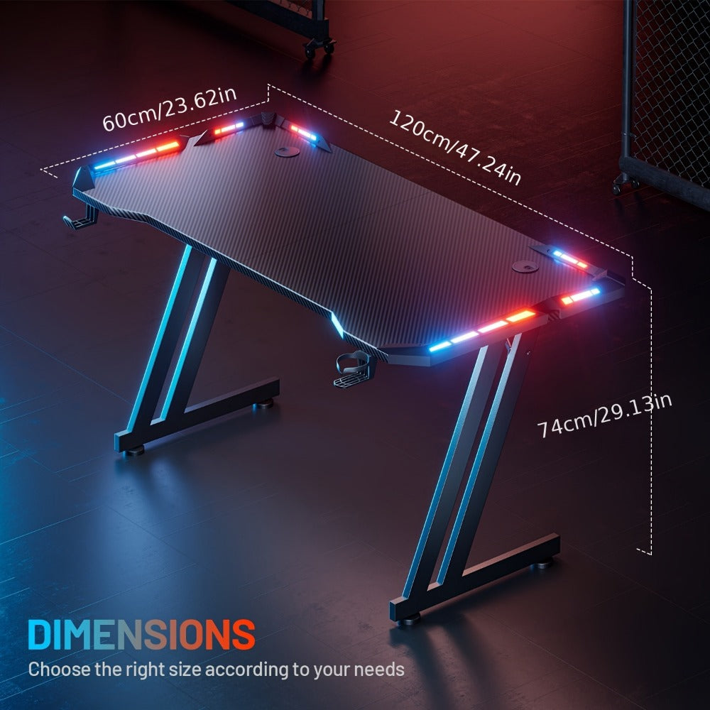 Gaming Desk with LED Lighting for Work, Display, and Everyday Use in Home Office detail image - detail view 3