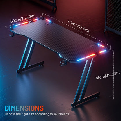 Gaming Desk with LED Lighting for Work, Display, and Everyday Use in Home Office detail image - detail view 6