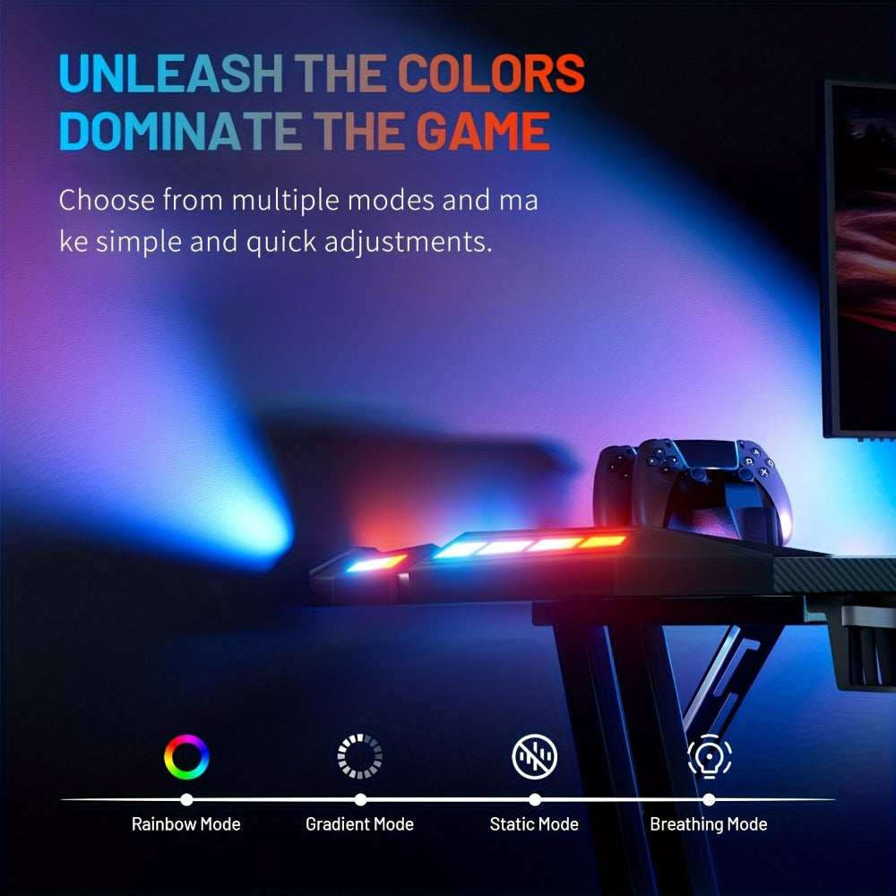 Gaming Desk with LED Lighting for Work, Display, and Everyday Use in Home Office detail image - detail view 9