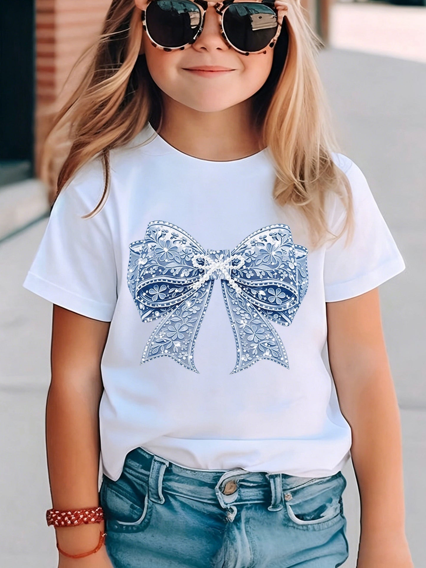 Girls' Bow Detail T-Shirt - Short Sleeve detail image