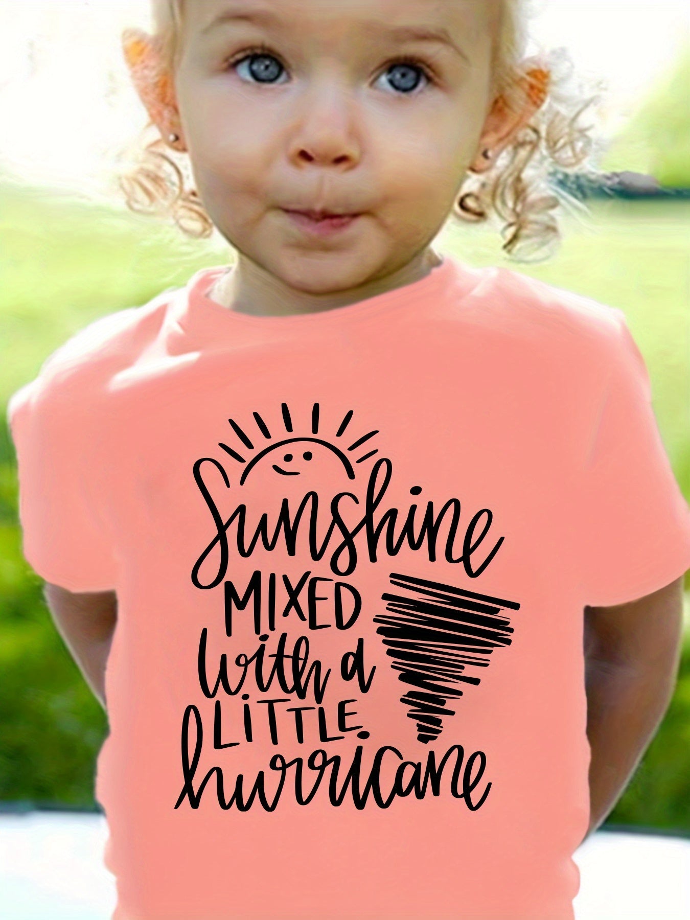 Girls' Pink Printed Short-Sleeve T-Shirt - product view 6