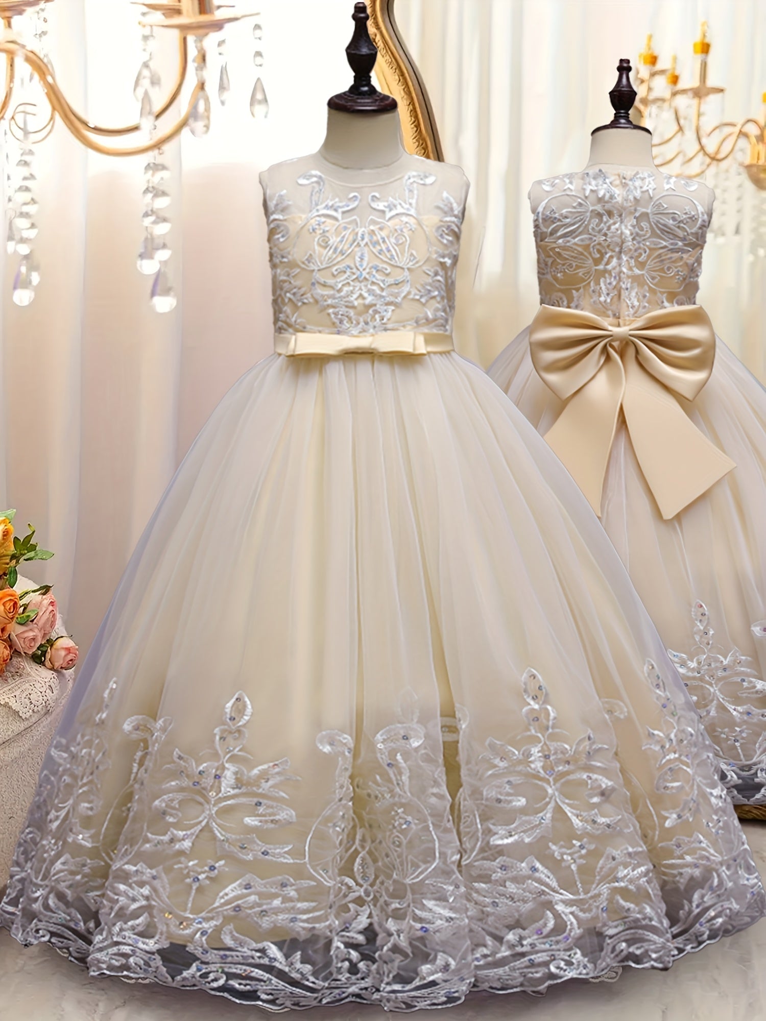 Girls' Champagne Lace Dress - product view 13
