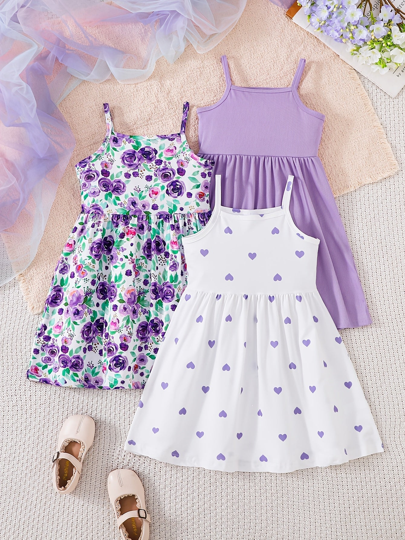 Girls' Multicolor Knit Floral Printed Dress - product view 3