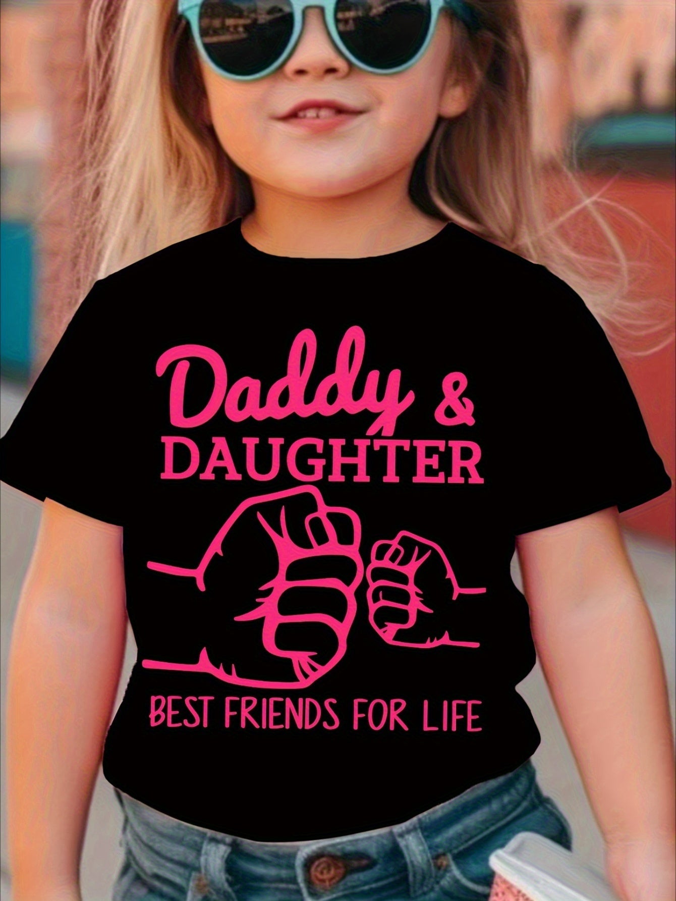 Girls' Black Cotton Printed Graphic T-Shirt - product view 6