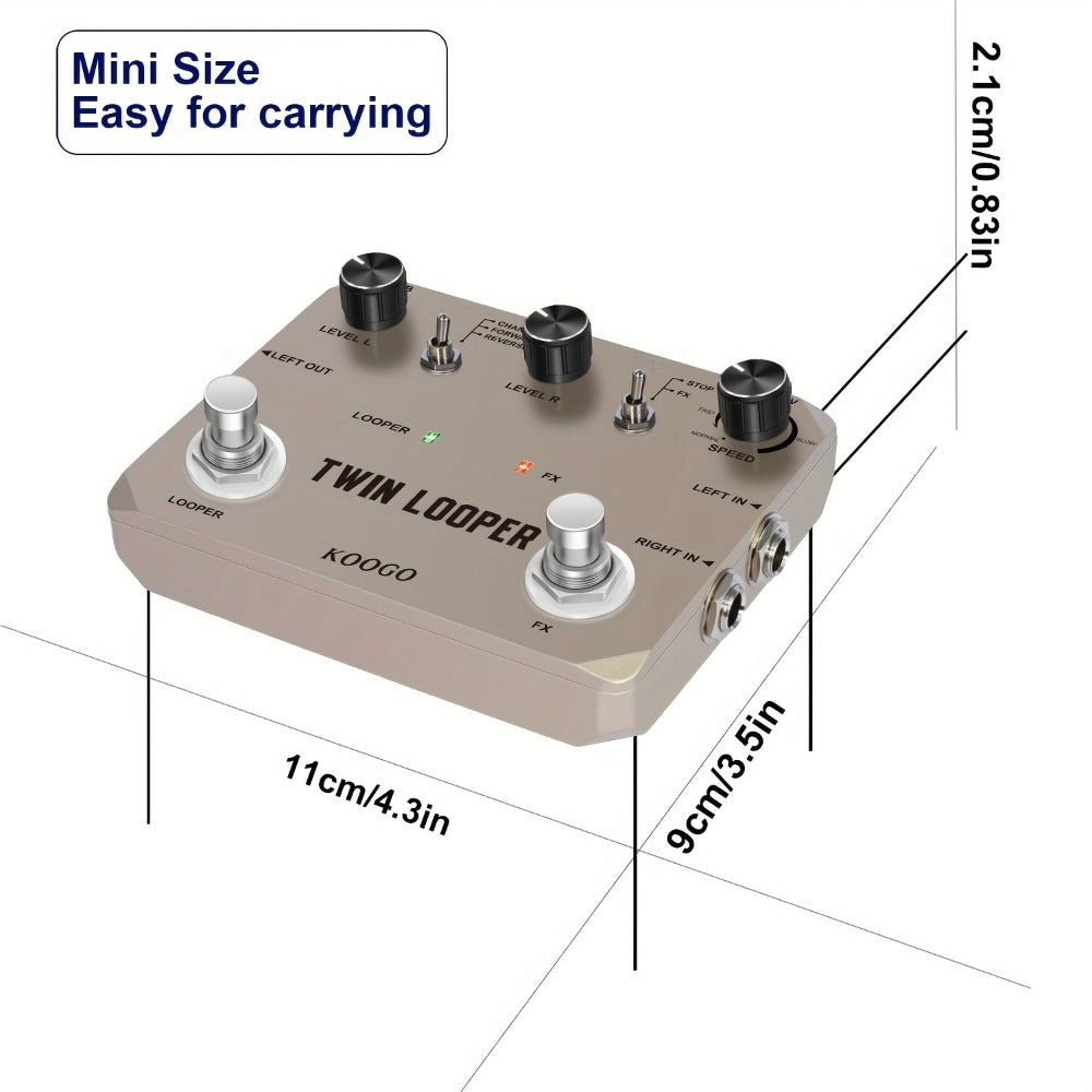Guitar Effects Pedal, USB, Adjustable, Looper for Electric Guitar Or Bass Tone Shaping detail image