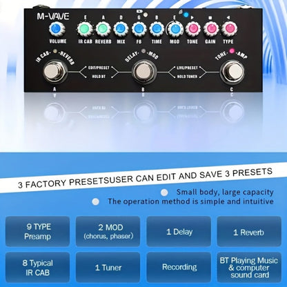 Guitar Multi-Effects Processor, Wireless, USB, M-VAVE for Guitar Or Bass Tone Shaping detail image - detail view 6