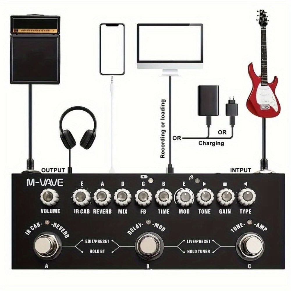 Guitar Multi-Effects Processor, Wireless, USB, M-VAVE for Guitar Or Bass Tone Shaping detail image - detail view 9