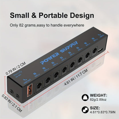 Guitar Pedal Power Supply, USB-C, 9V, 8-Way, Type for Powering Guitar Effects Pedals detail image