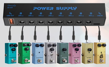 Guitar Pedal Power Supply, USB-C, 9V, 8-Way, Type for Powering Guitar Effects Pedals detail image - detail view 9
