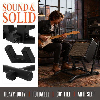 Guitar Stand, Foldable, Amp, Heavy, Duty for Holding And Displaying Guitars detail image - detail view 5