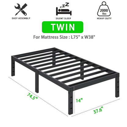 Heavy-Duty Metal Bed Frame with No Box Spring Needed for Bedroom detail image - detail view 22