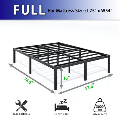 Bed Frame shown in the FULL, 16inch option