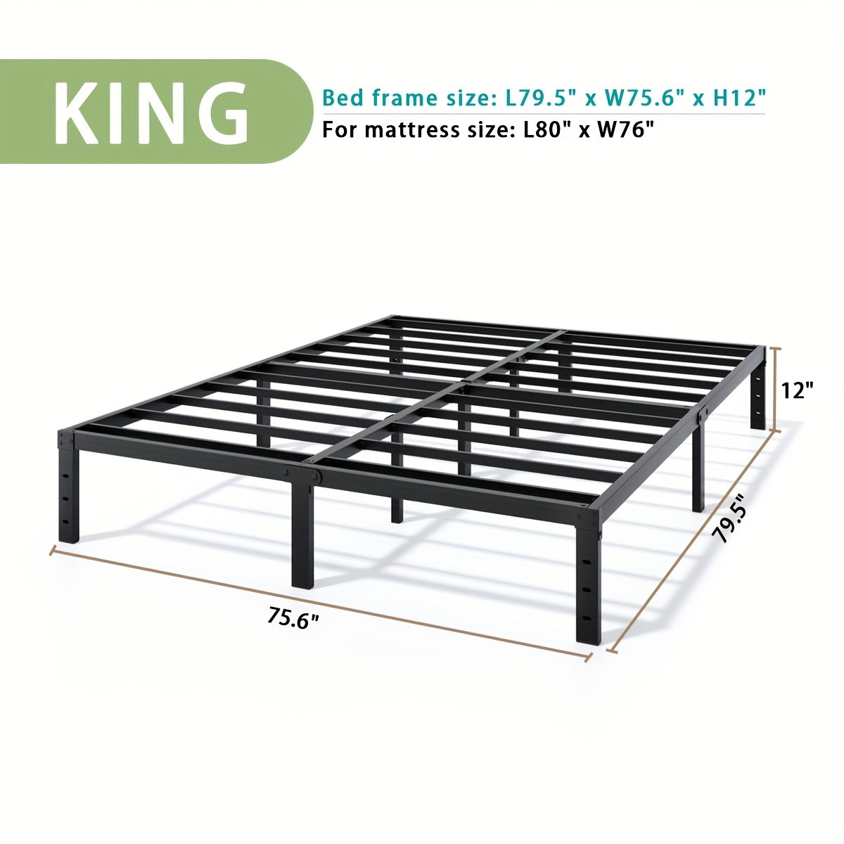 Bed Frame shown in the KING, 12inch option