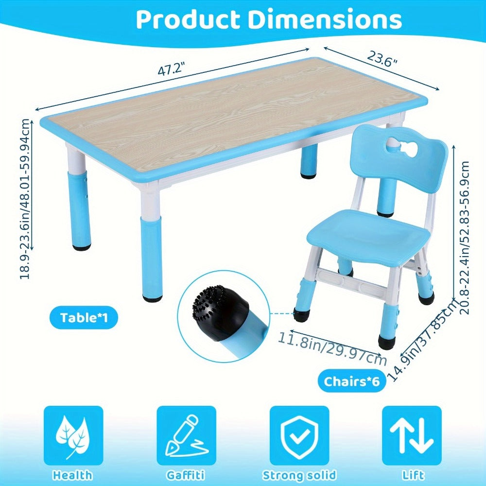 Kids Activity Table Set with Adjustable Height for Kids' Room detail image