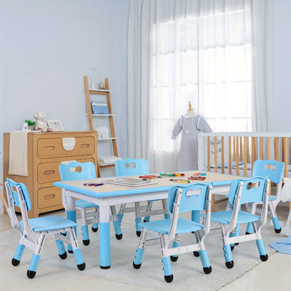Kids Activity Table Set, Kids Activity Table & 6 Chair Set, Height-Adjustable shown in the main product view