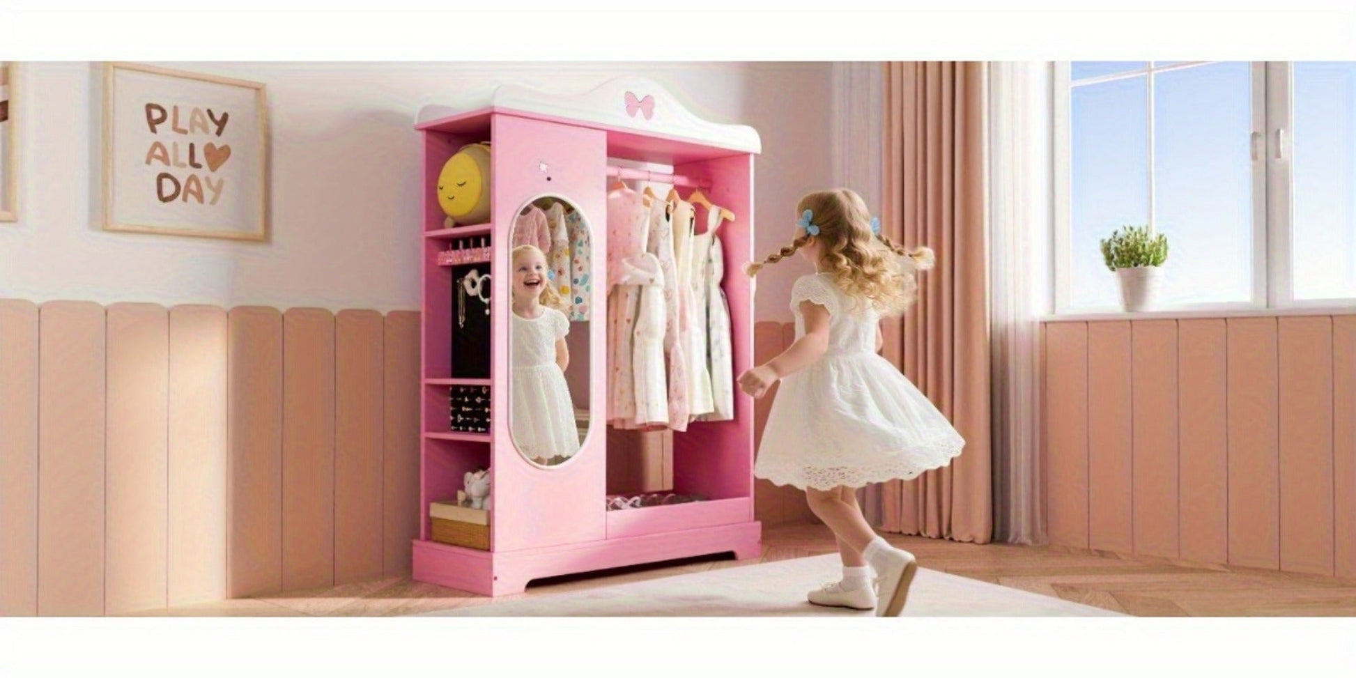 Kids Armoire with Open Shelves for Practical Everyday Home Use in Kids' Room detail image - detail view 12