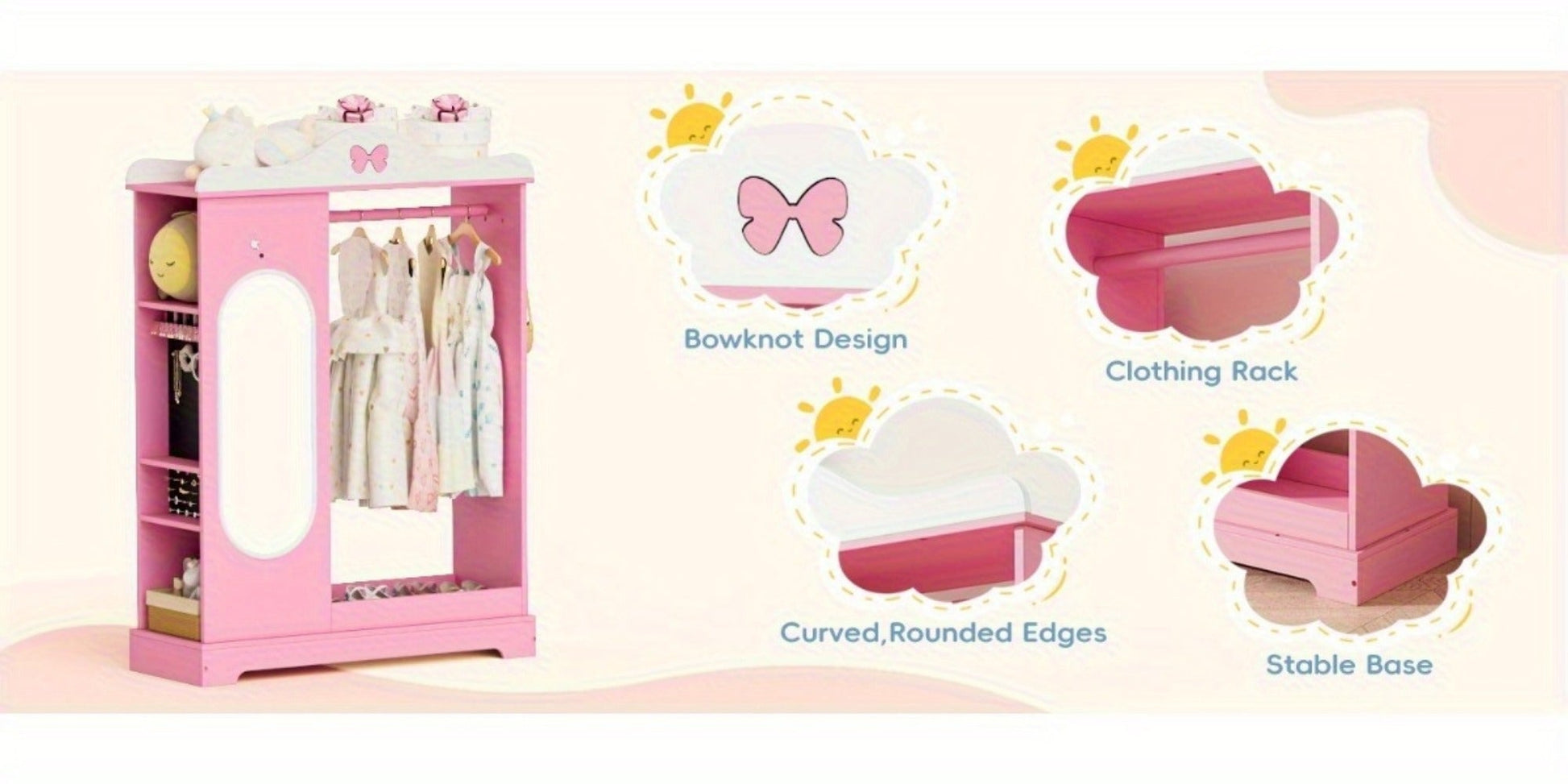 Kids Armoire with Open Shelves for Practical Everyday Home Use in Kids' Room detail image - detail view 14