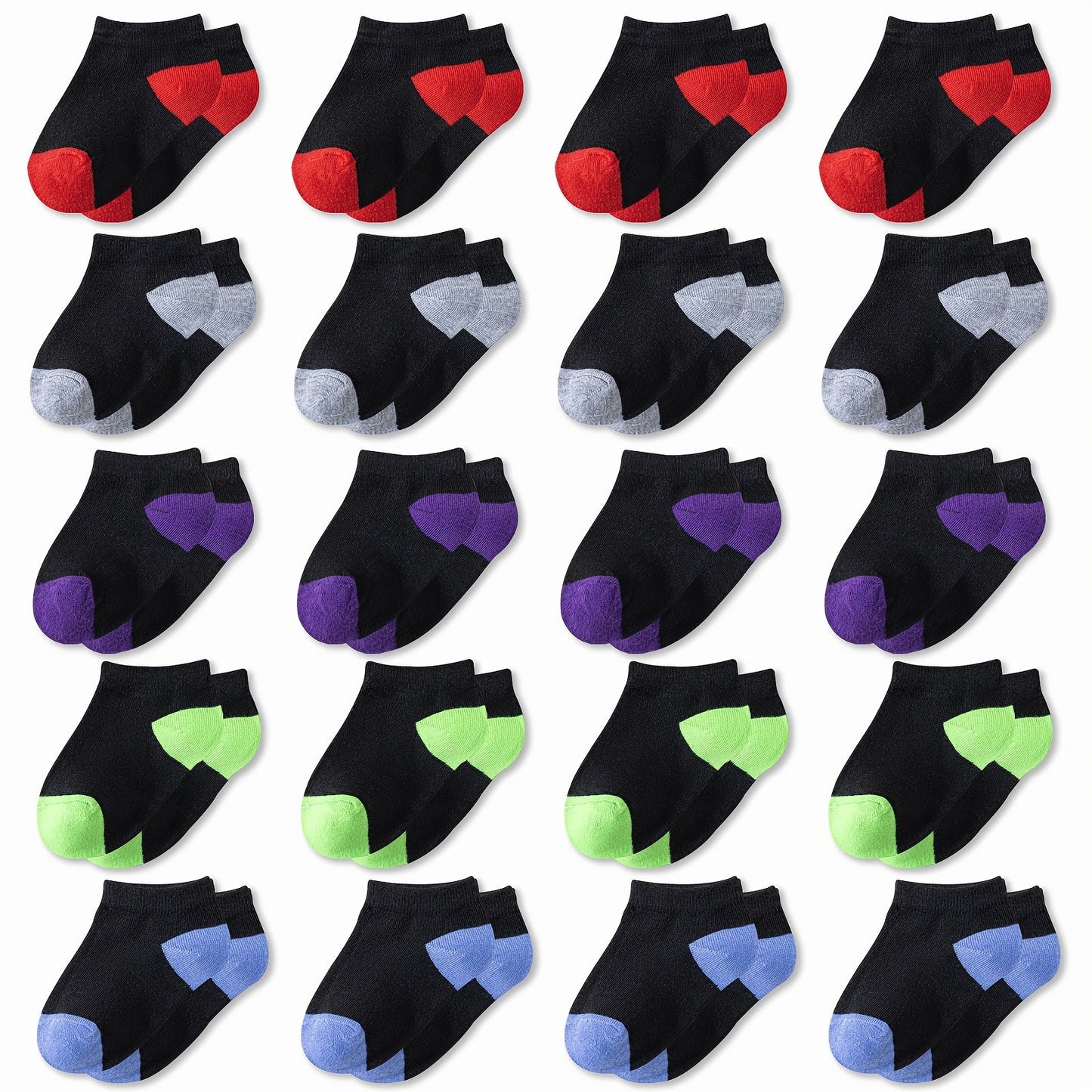 20 Pairs Toddler Kids Boys Girls Sport Ankle Athletic Socks Half Cushion Low Cut - product view 1
