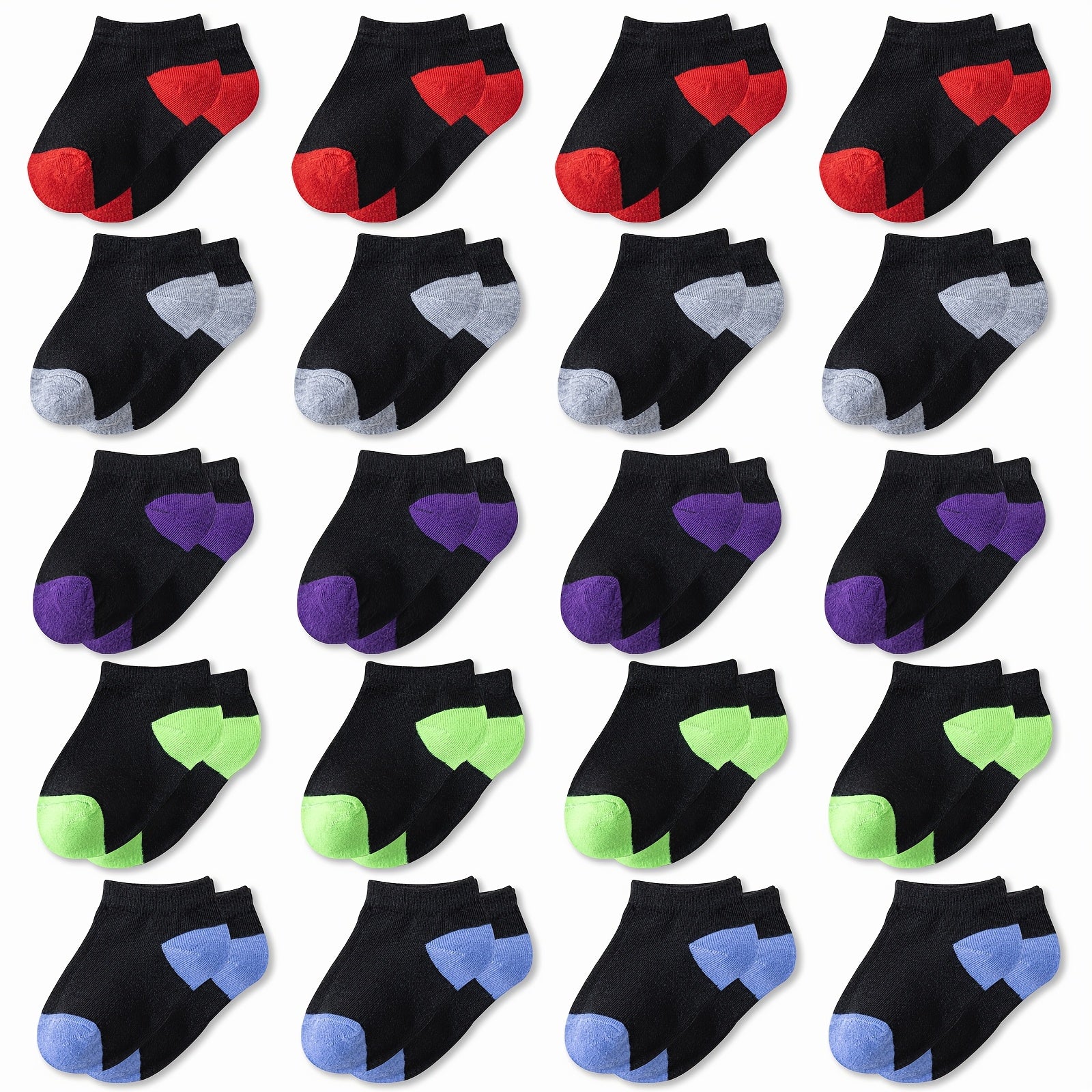 20 Pairs Toddler Kids Boys Girls Sport Ankle Athletic Socks Half Cushion Low Cut - product view 1