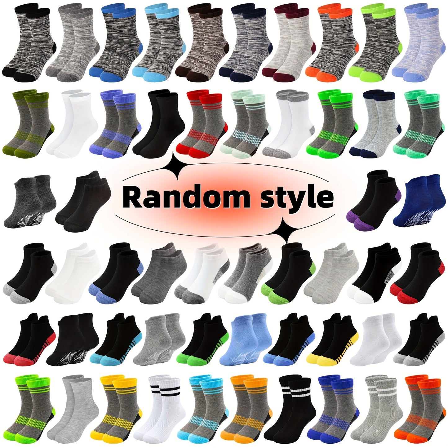 20 Pairs Boys Assorted Style Mid Calf Socks Assorted Colors Patterns Striped - product view 1
