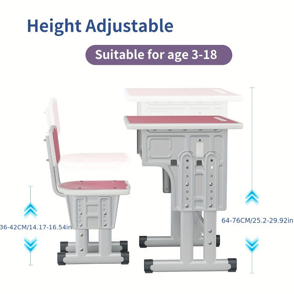 Kids Desk And Chair Set with Adjustable Height and Storage Drawers for Kids' Room detail image - detail view 4