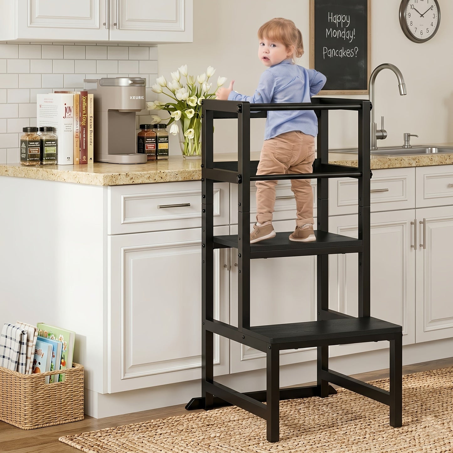 Kids Learning Tower shown in the Black option
