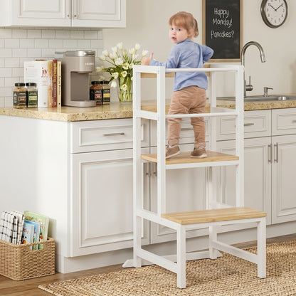 Kids Learning Tower shown in the Wood option
