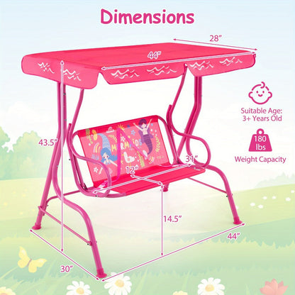 Kids Outdoor Swings and Patio Furniture, 2-Seater Kids Patio Swing with Adjustable Canopy shown in the main product view